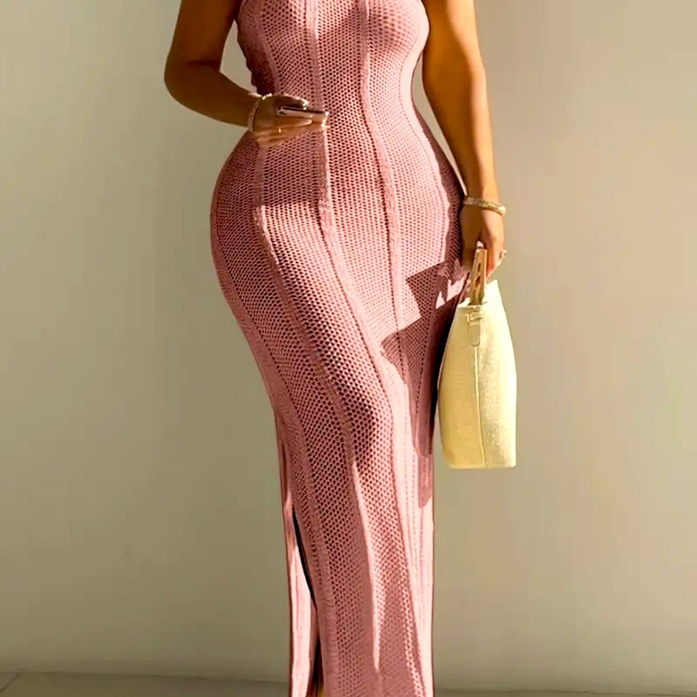 This dress is cream colored.  Maxi dress